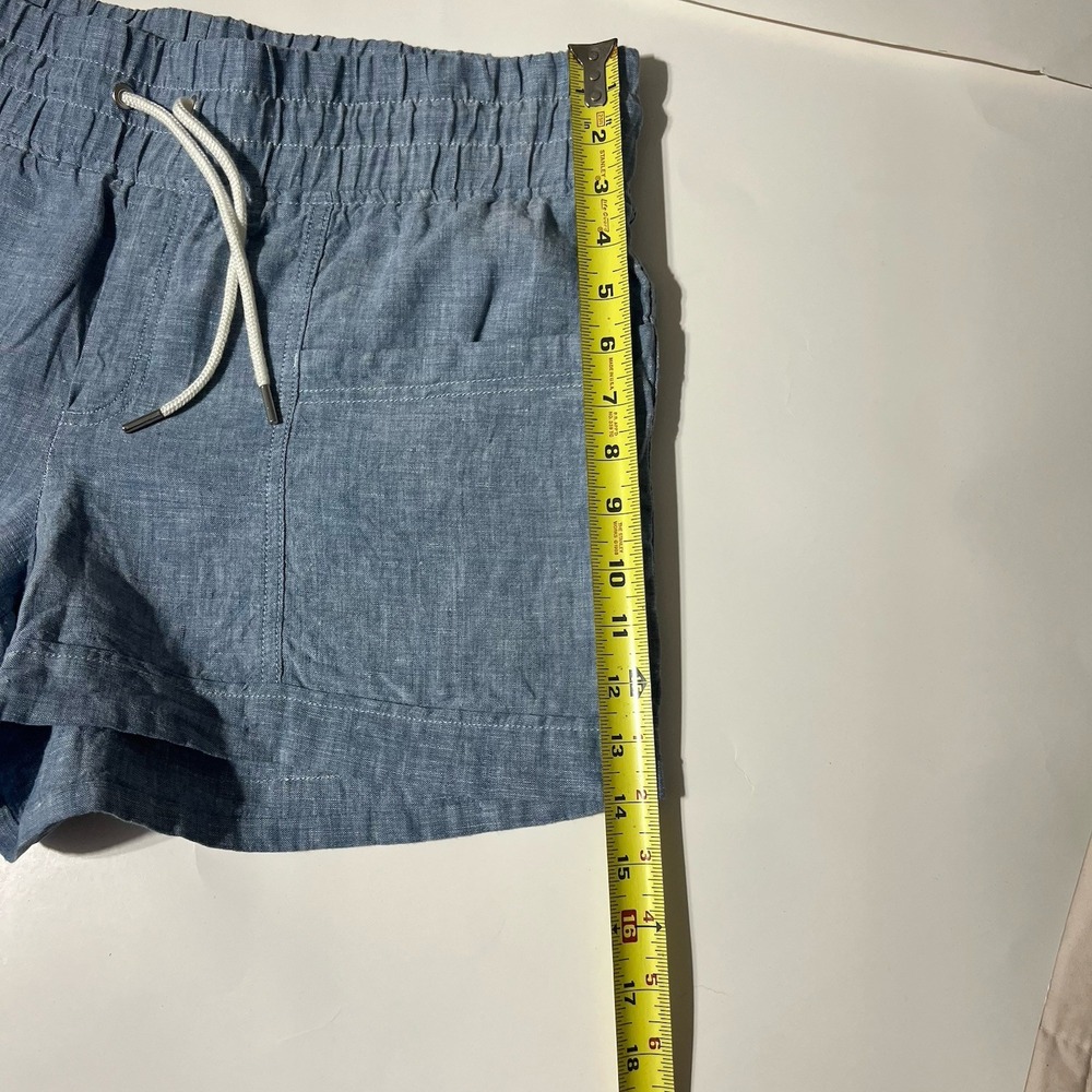 Athleta Womens Cabo 4" Linen Shorts Size 14 Blue Drawstring With Pockets‎ - Picture 9 of 12
